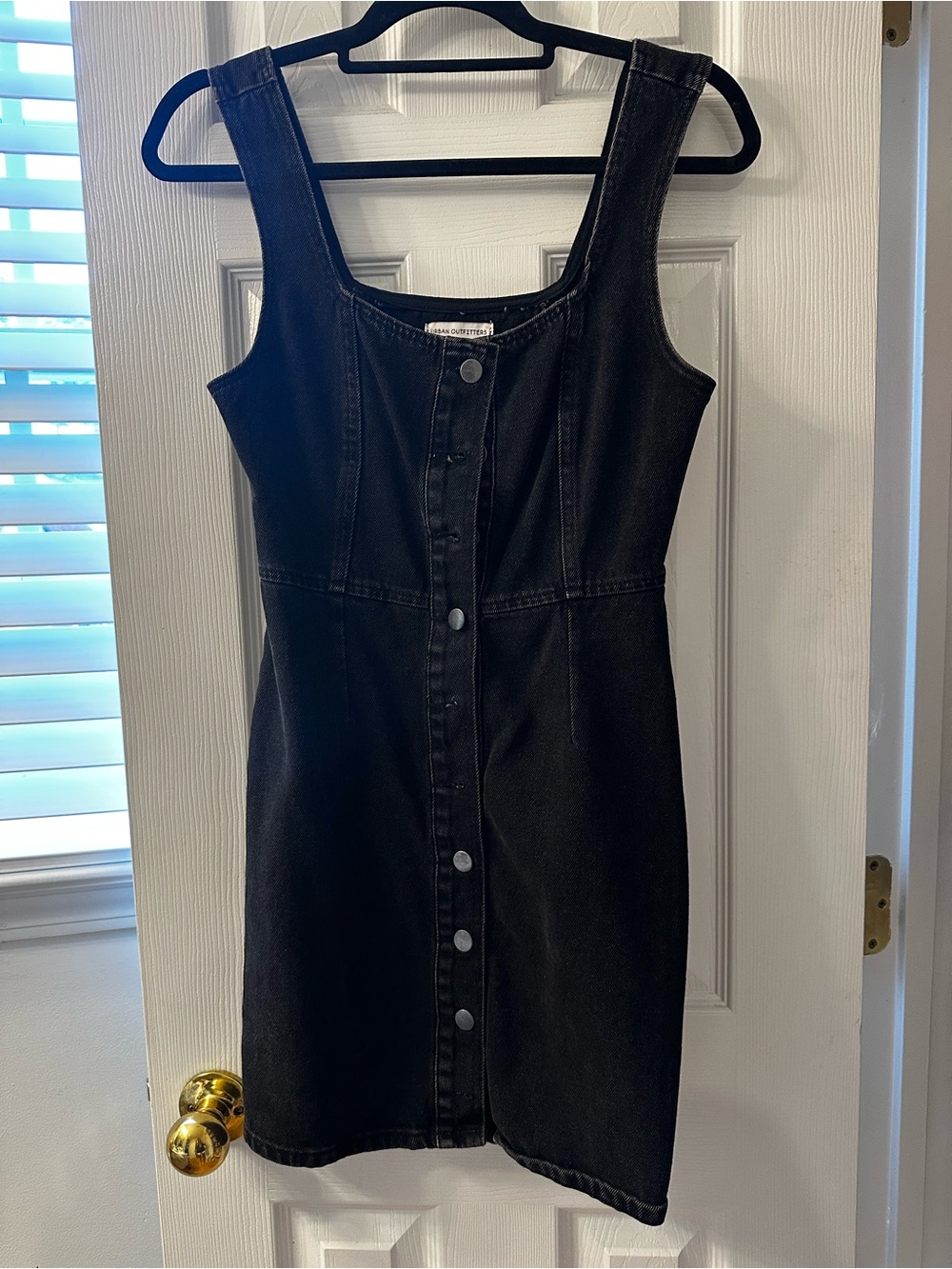 Urban Outfitters Black Button-Front Denim Mini Dress